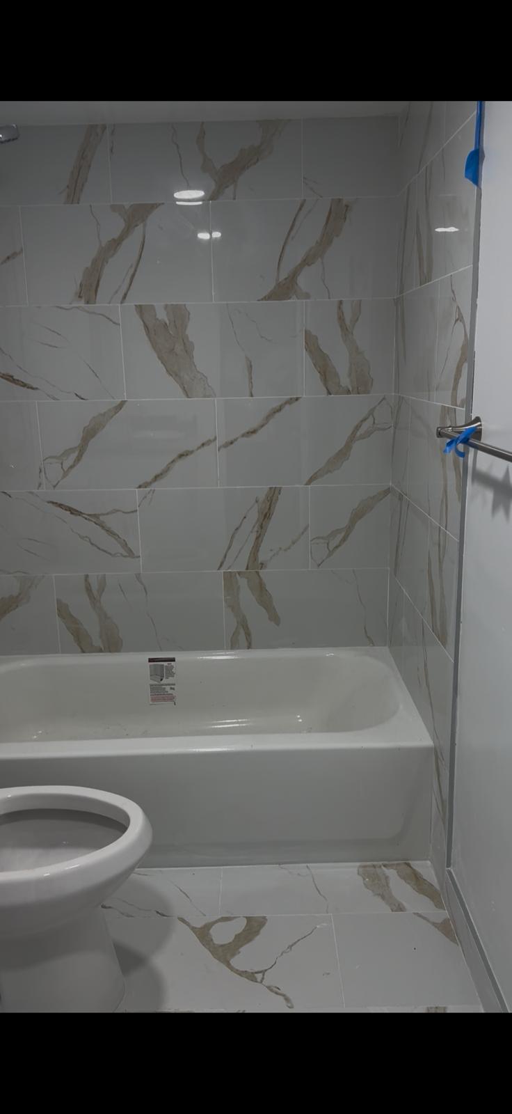 Finished marble bathroom